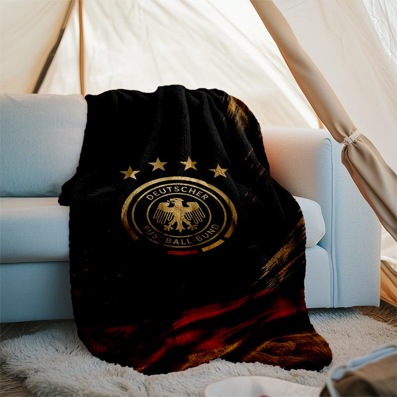 German Football Crest Print Flannel Blanket, Soft Warm Lightweight Throw Blanket for living Room,Sofa Bed Camping office