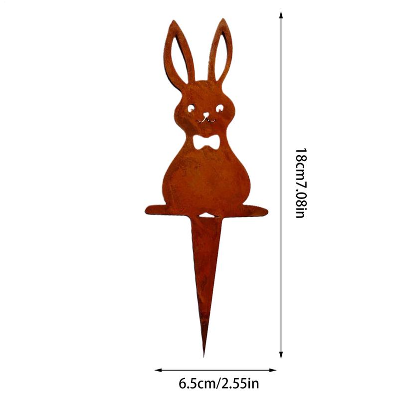 Easter three piece bunny yard garden insert decoration Rustic iron Rabbit Garden Stake Outdoor Yard Art for Farmhouse Decor