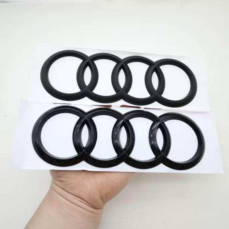 202mm 4 Rings ABS Black Chrome Car Trunk Badge Decal Logo Sticker For A A3 A4 A6 A8 Q2 Q3 Q5 Q8 S4 S6 R8 RS4 RS6 Accessories