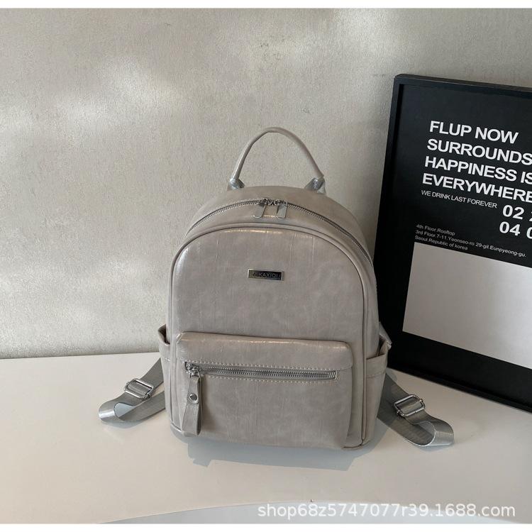 Backpack Women's 2025 New Fashionable Simple Large-capacity Solid Color Trendy Bag Korean Version of High-quality Foreign Style Handbag