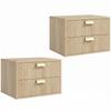 Modern Floating Nightstands Set Of 2 Wall Mounted Bedside Tables With 2 Drawers Oak