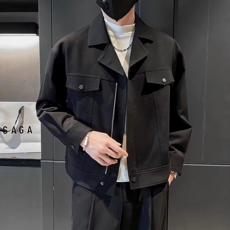 Мужская модная универсальная рабочая куртка в корейском стиле для весны и осени с воротником-стойкой.