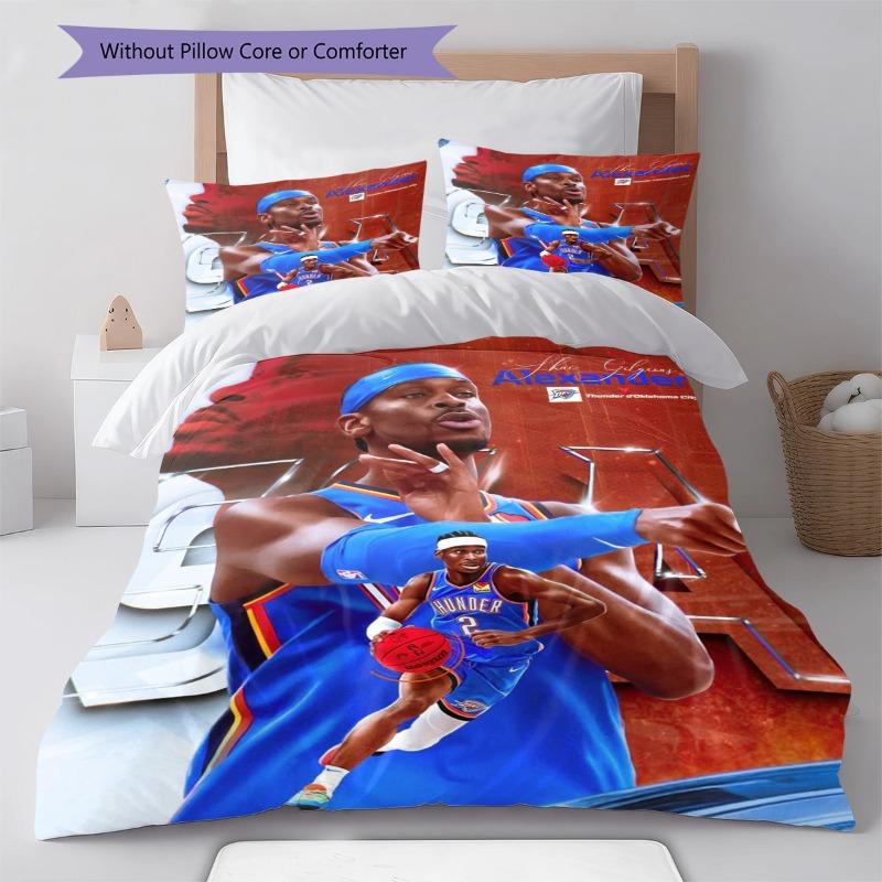 Basketball Star Player Portrait Print 3 Pieces Duvet Cover Set Sports Fan Bedding Bedroom Home Decor Without Pillow Core Comforter