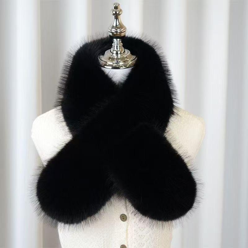 Women's Double-Sided Magnetic Fox Fur Scarf: Warm, Fashionable, Imitation Fur Neck Warmer for Winter