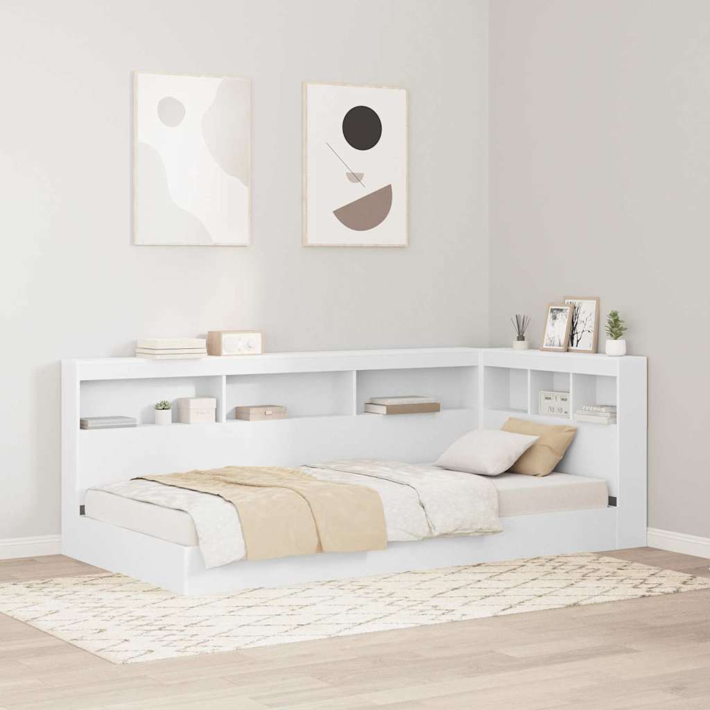 Bookshelf Bed with Headboard White 90 x 190 cm Particleboard