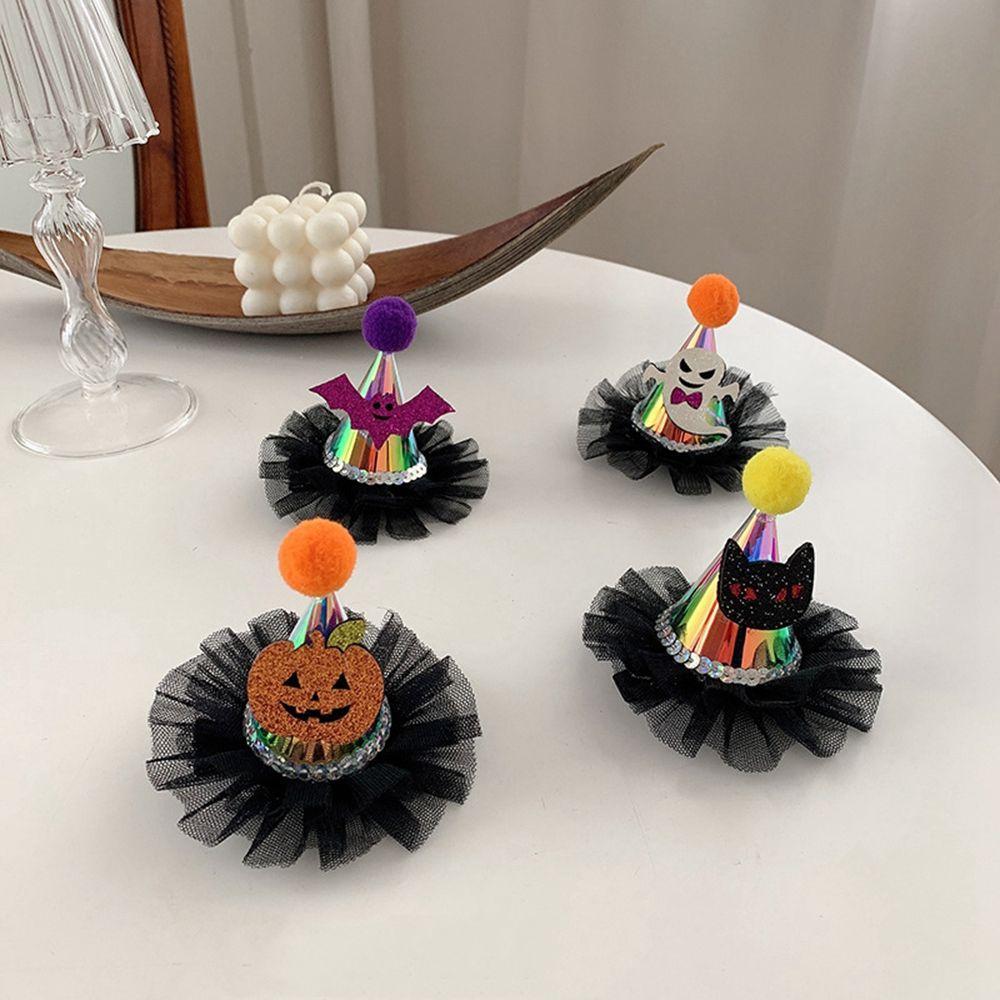 Ghost Cartoon Glowing Hair Accessories Halloween Headwear Children Hairpin Halloween Hat Hair Clip