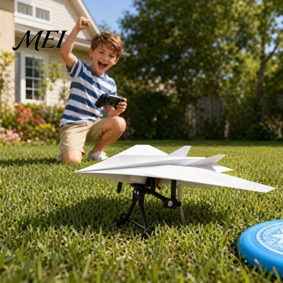 Beginner Friendly RC Airplane Launcher Paper DIY Kit, Remote Control Plane Electric Module with Gyro Toy Stabilizer, Dual Propellers, Aircraft