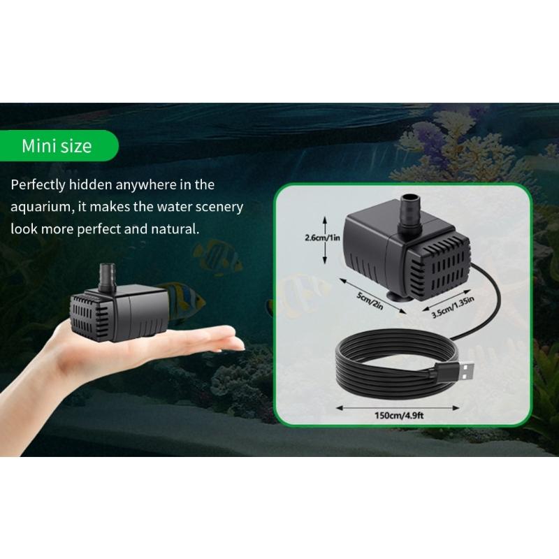 Тихий маленький погружной USB-насос 5 В для аквариумов с эффективным донным всасыванием для удаления осадка, обеспечивающий тихую работу