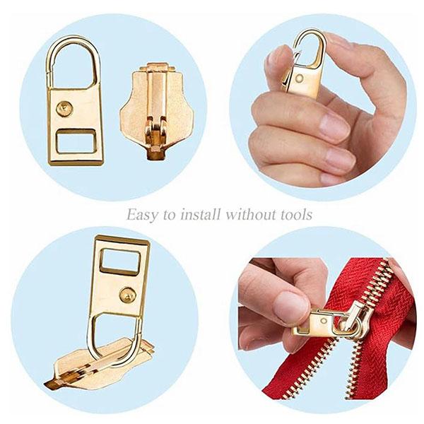 5 Pcs Zipper Pull Replacement Zipper Repair Kit Zipper Slider Pull Tab Metal Zipper Fixer Head for Luggage Backpack Jacket Suitcase Coat