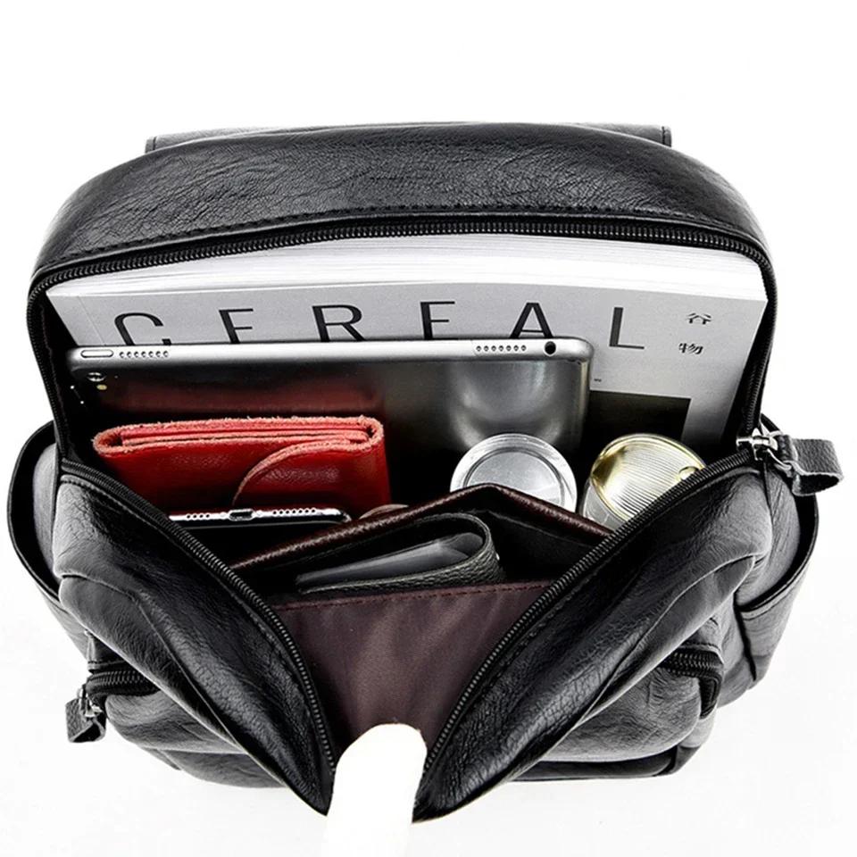 Ladies Bookbag Feminine Large Capacity Backpack Leather High-quality Feminine Vintage School Bags