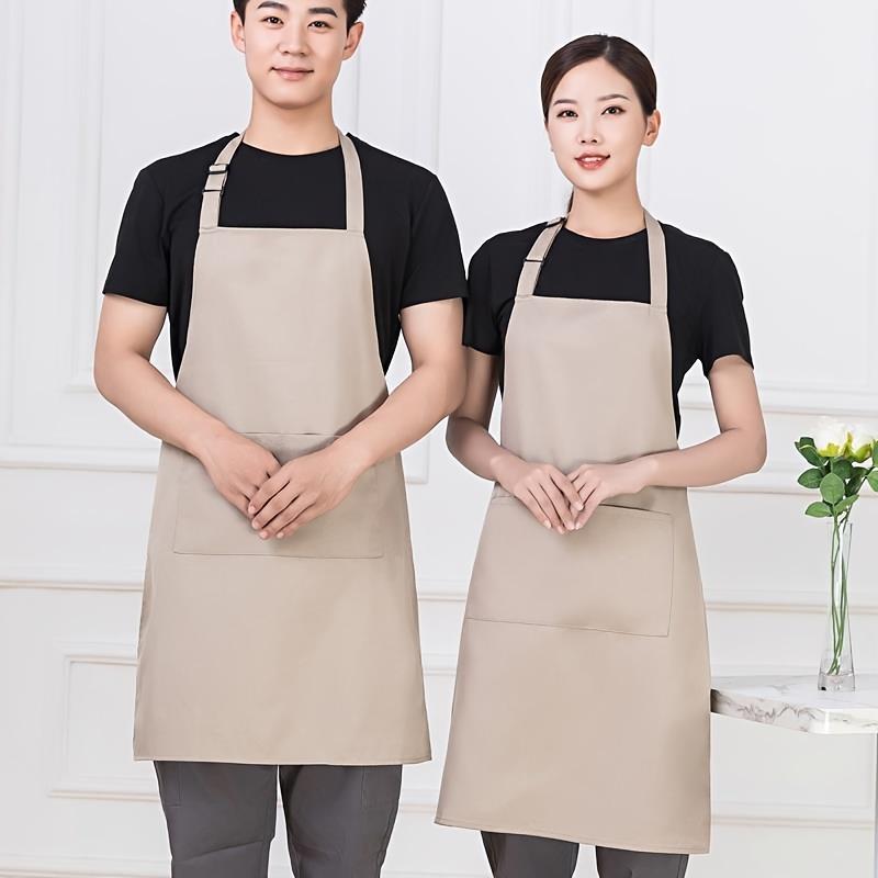 Unisex Customizable Polyester Chef Apron with Pockets - Durable Knit Fabric Cooking Apron for Men and Women, Ideal for Kitchen, Grill, Restaurant, Bar