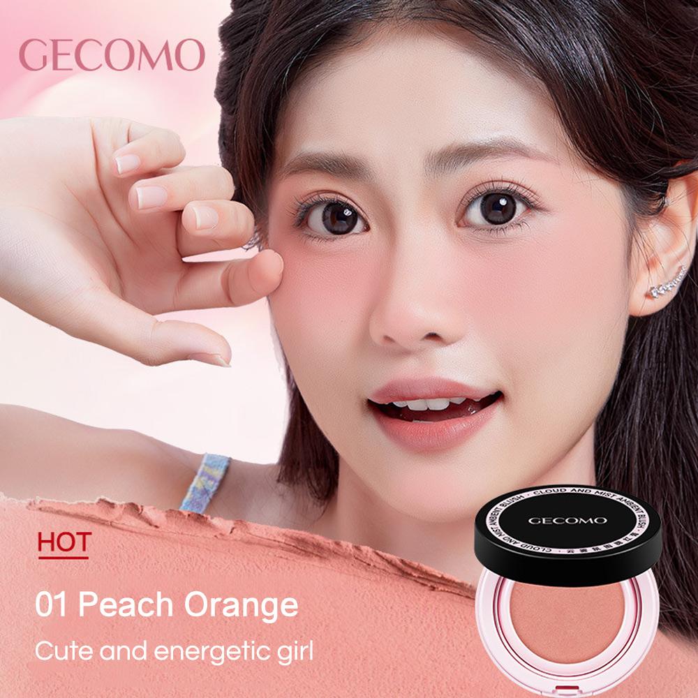 GECOMO Воздушные кремовые румяна Sweet Korean Blush с мини-пуховкой и зеркалом, осветляющие румяна естественного цвета