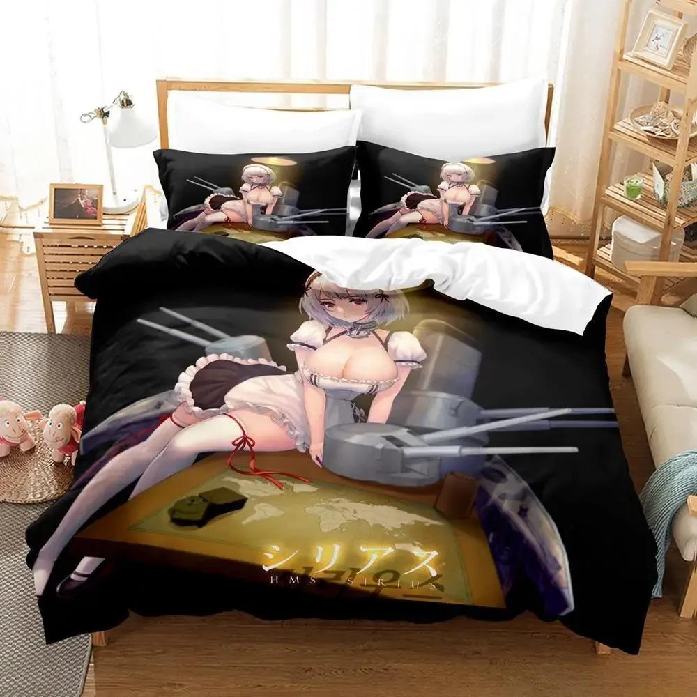 Сексуальный набор постельного белья Azur Lane Sirius 3D-печать Мультяшный Аниме Пододеяльник Взрослый Ребенок Спальня Игровая Девочка
