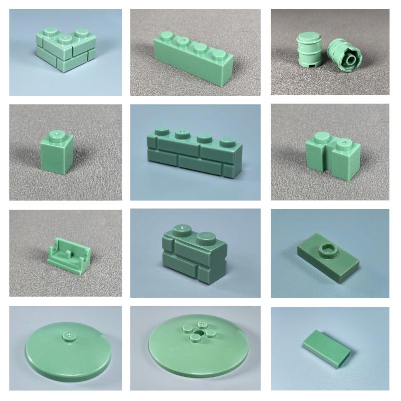 MOC Кубики Песочно-зеленый Кирпичик 1x2 1x3 1x4 Круглая Тарелка 6x6 Окно 1x2x3 DIY Архитектура Собранные Строительные Блоки Подарки для Детей