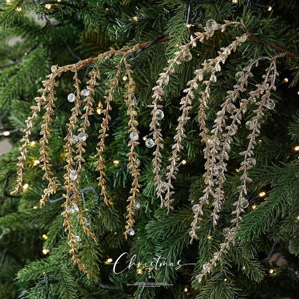 Realistic Christmas Weeping Spray Pick Bead Chain Weeping Willow Branch Party Decoration