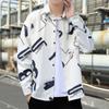 Spring and Autumn Unisex Style Graffiti Long-Sleeved Shirt Casual Shirt Loose Top Men's Fashion Shirt