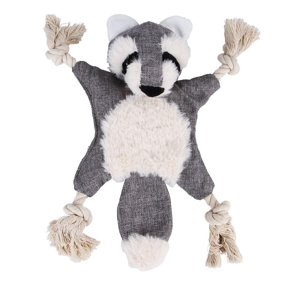 Eco-Friendly Cartoon Dog Plush Chew Toy with Rope and Crinkle Paper Inside