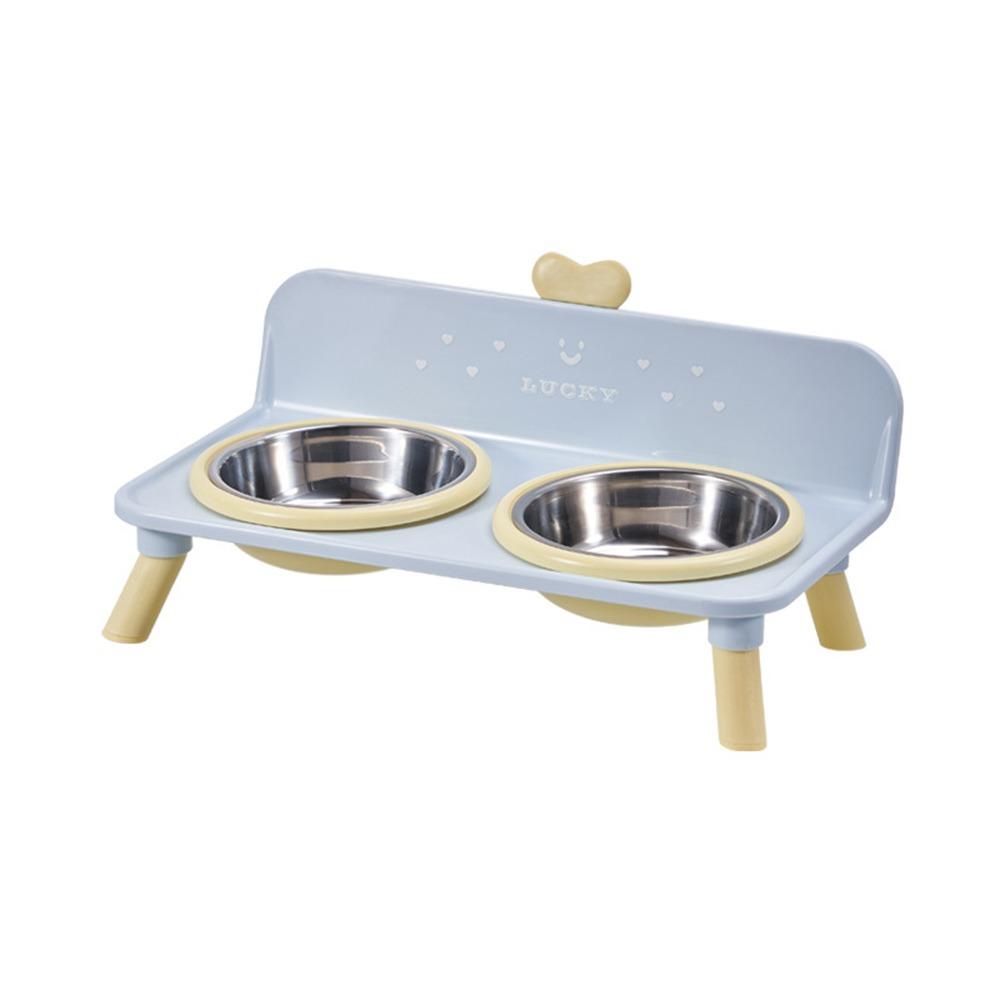 Anti-slip Pet High-foot Bowl Love-heart Double Bowl Cat Feeder Bowl  for Puppy and Cat