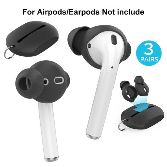 3 Pairs Silicone In-Ear Earbuds Cover Eartips with Storage Box for Air-Pods 1 2