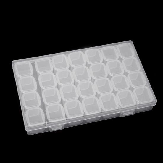 Прозрачный пластиковый ящик для хранения ювелирных изделий с 28 слотами, бусины для ногтей, органайзер