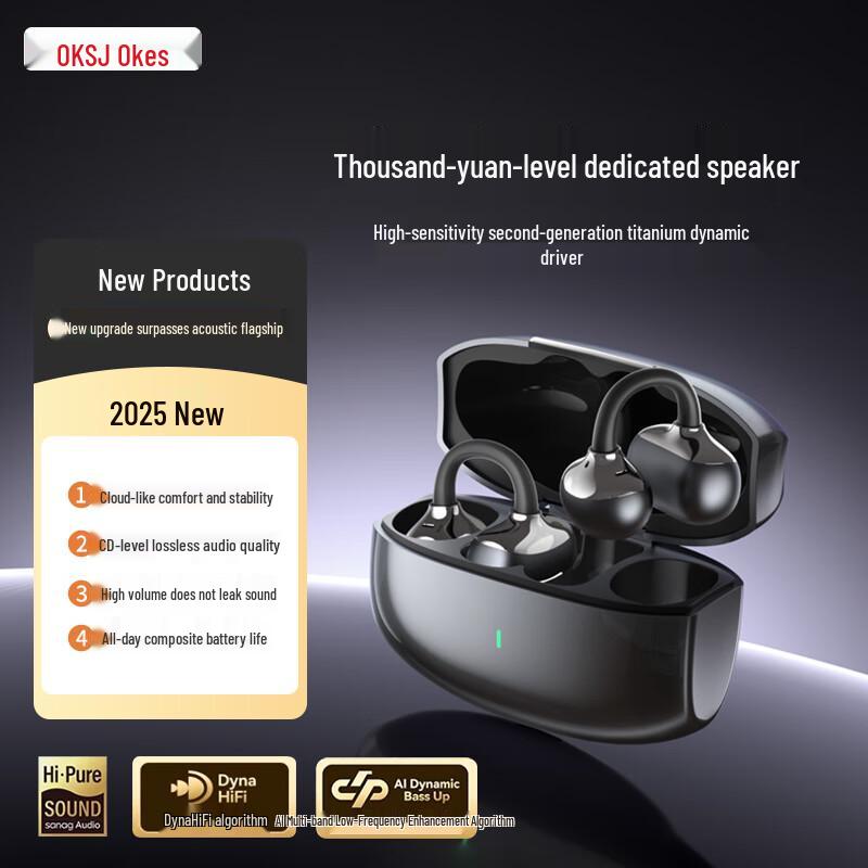 OKSJ HY-20 Open-Ear Clip-On Bone Conduction Sports Bluetooth Earbuds