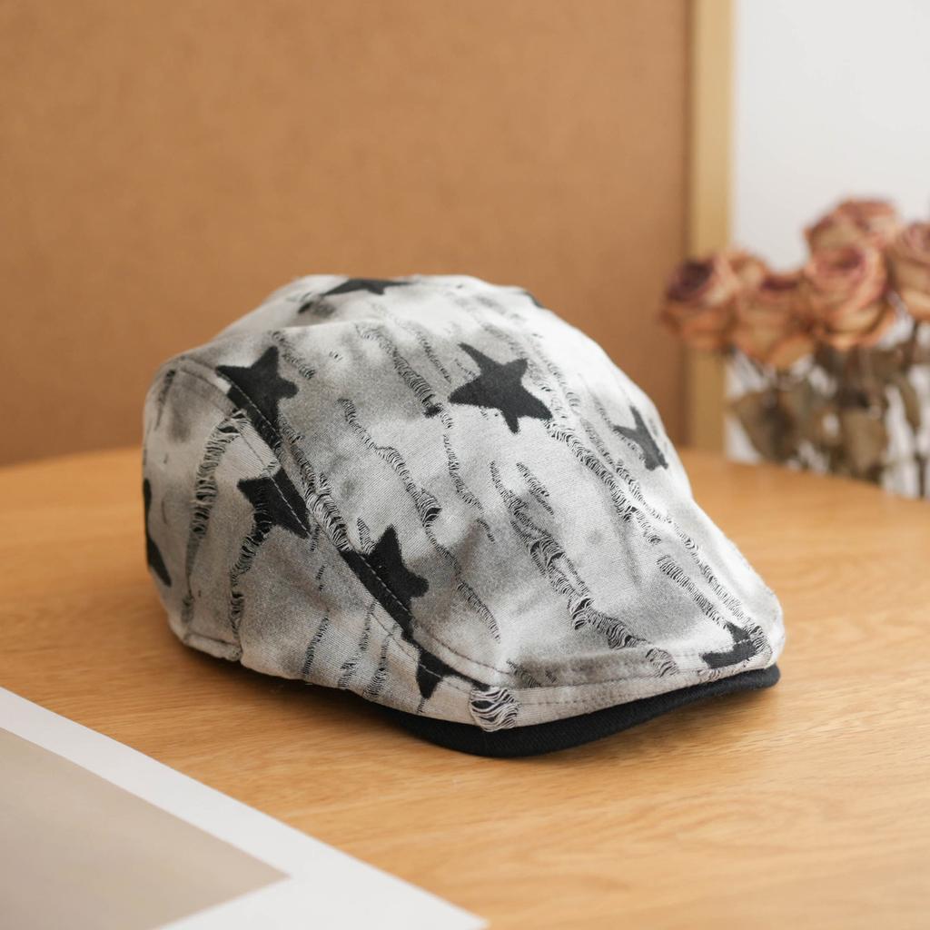 Niche design forward hat women's fashion street style reverse cap retro hole star painter hat