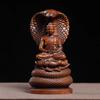 Vintage Serpent Buddha Statue, Huangyang (Boxwood), Wooden Carving, Antique Style Buddha Sculpture