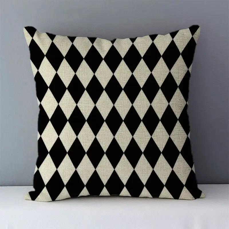 Black and White Geometric Animal Doublesided Printed pillow cover Short plush Suitable living rooms sofas throw cushion cover