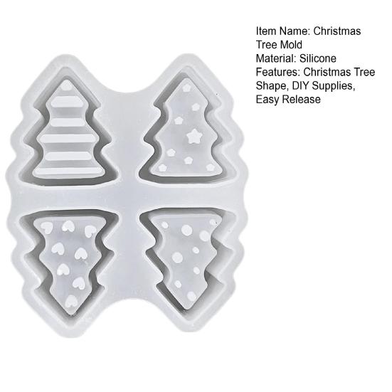 Christmas Tree Light Silicone Mold Handmade Xmas Tree Lamp Ornament Mold 4 Cavities Tree Crafts Epoxy Resin Gypsum Cement Casting Mold