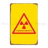 Radioactive Russian Safety Warning Sign Triangle With Text Yellow Red Metal Sign Wall Decor Customized Club Tin Sign Poster