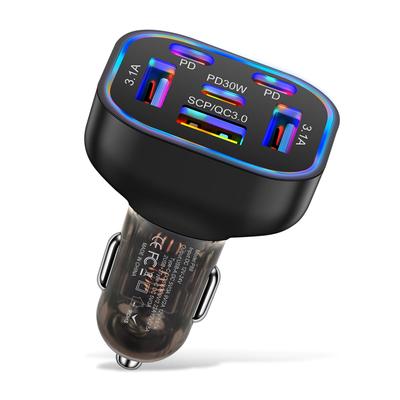 63 Вт 6 в 1 PD быстрая зарядка автомобильное зарядное устройство USB быстрая зарядка3.0 для iPhone 16 15 Samsung Xiaomi Type-C автомобильное зарядное устройство для телефона адаптер в автомобиле