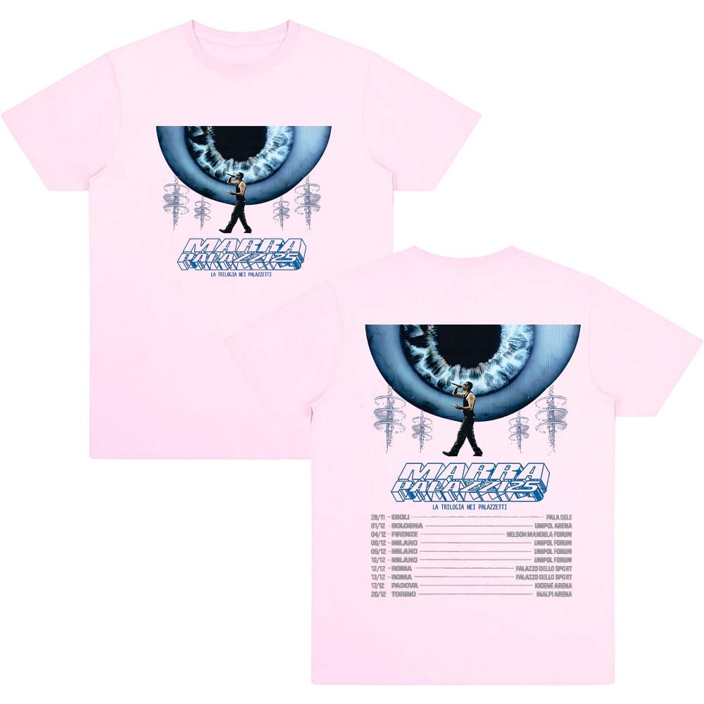 Marracash Palazzi 25 Тур Футболки Мода Хлопок Уличная Одежда Женская Мужская Поп Оверсайз Футболка Графическая Двусторонняя Уличная Одежда