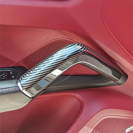 2pcs ABS Carbon Fiber Car Door Central Handle Cover For Porsche Cayenne 11-17