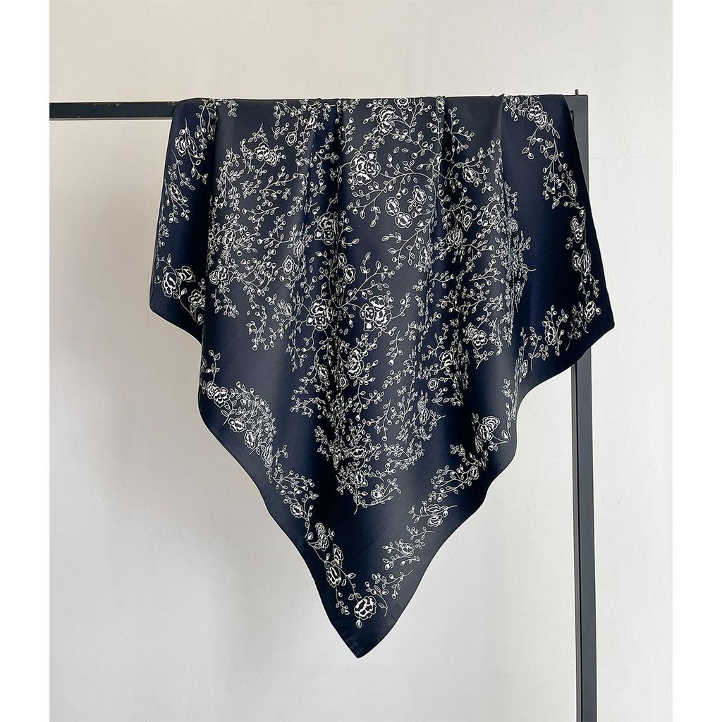 Summer Luxury Square Silk Scarf Women Satin Print Hijab Scarves Pareo Bandana Female Shawl Wrap Headband Foulard 90*90Cm