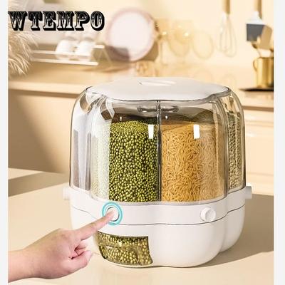 Вращающийся ящик для хранения зерна, разделенное на отсеки ведро для риса, бытовой герметичный, защищенный от насекомых, влагостойкий отдельный ящик для хранения риса, резервуар для риса