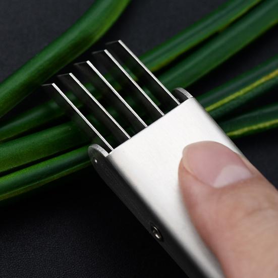 Scallion Cutter Stainless Steel Chopped Green Onion Knife Multi-Blade Herb Cutter Multifunctional Kitchen Shredding Knife for Vegetables Onion Garlic