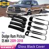 Хромированная глянцевая черная ручка двери для пикапа Dodge Ram 1500 2500 3500 4000 2009~2018 Накладки из углеродного волокна для экстерьера автомобиля