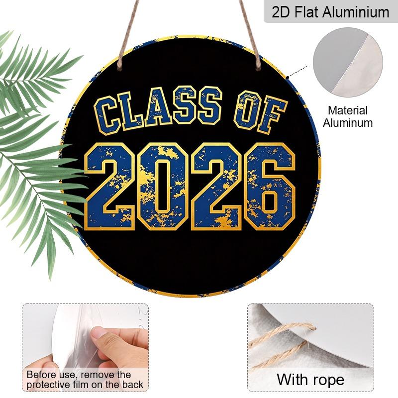 2D Flat Aluminum Graduation-themed Wall Decorations, Available in Various Sizes, Featuring A Blue and Gold American Retro Varsity Style, Making Them