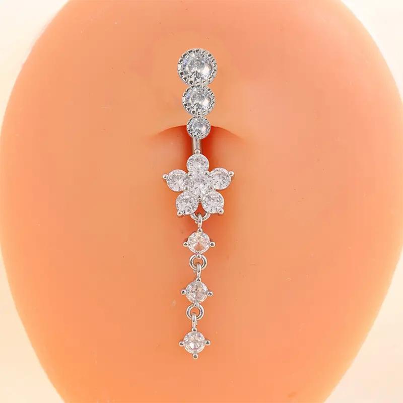 Кольца для пупка из циркония для женщин и девочек, сексуальное кольцо в виде цветка для пупка, пирсинг, ювелирные изделия, аксессуары, подарки