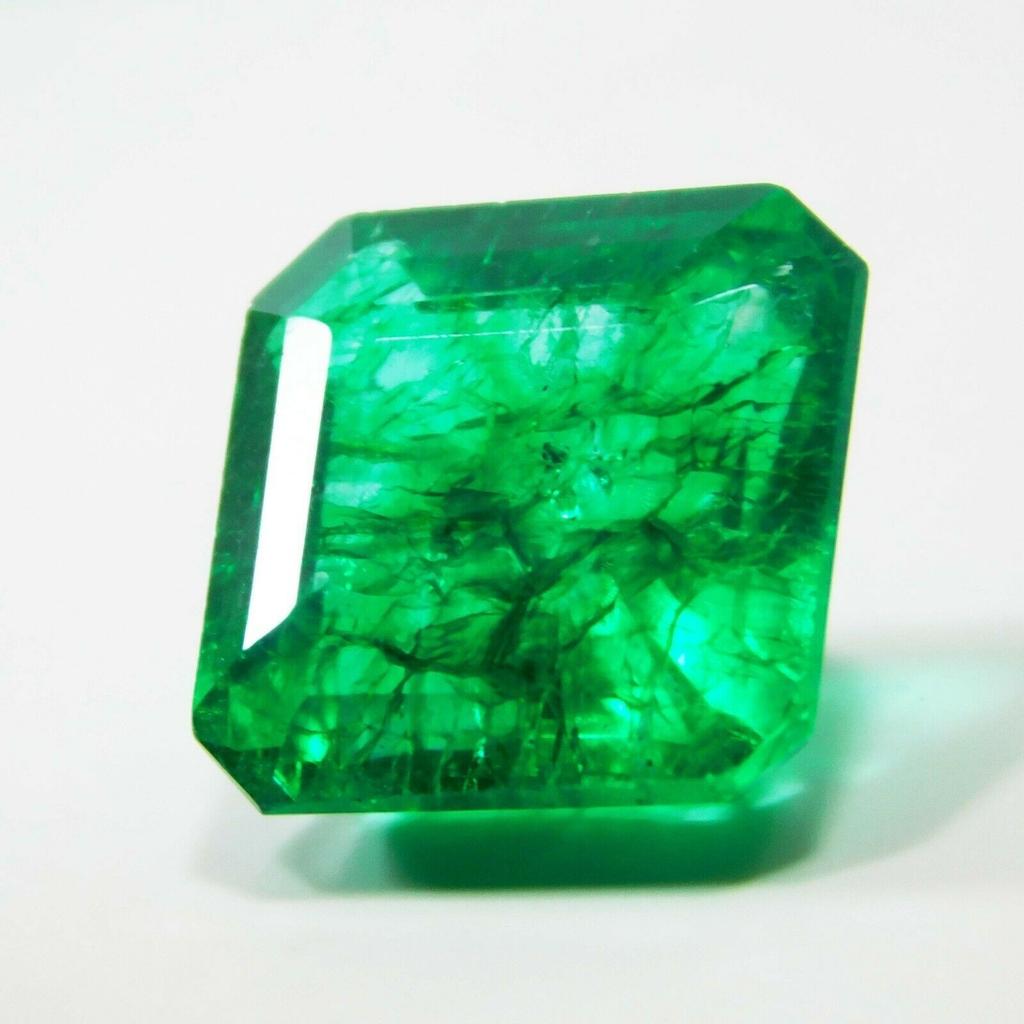 Natural Green Emerald Loose Gemstone Colombian Square 6.10 ct for Jewelry Making and Gem Collections