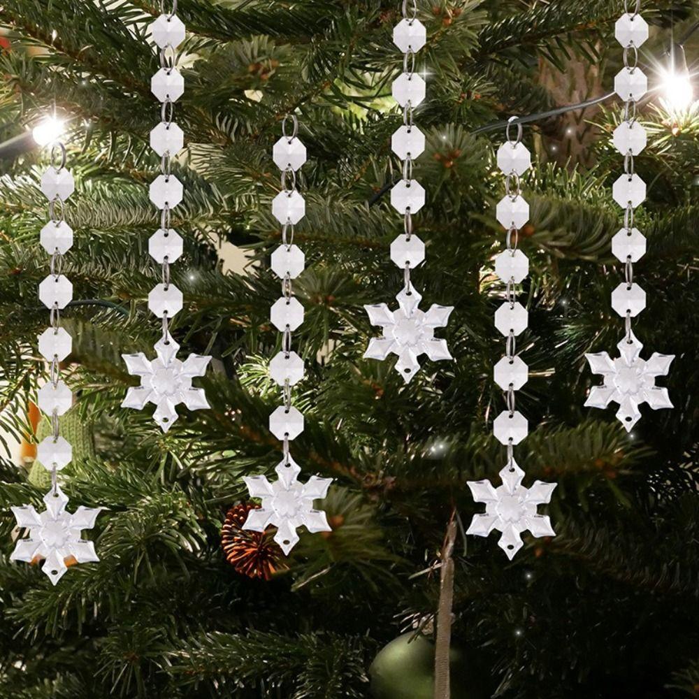 6pcs/set Acrylic Snowflake Ornament Sparkling Christmas Tree Hanging Festival Favors