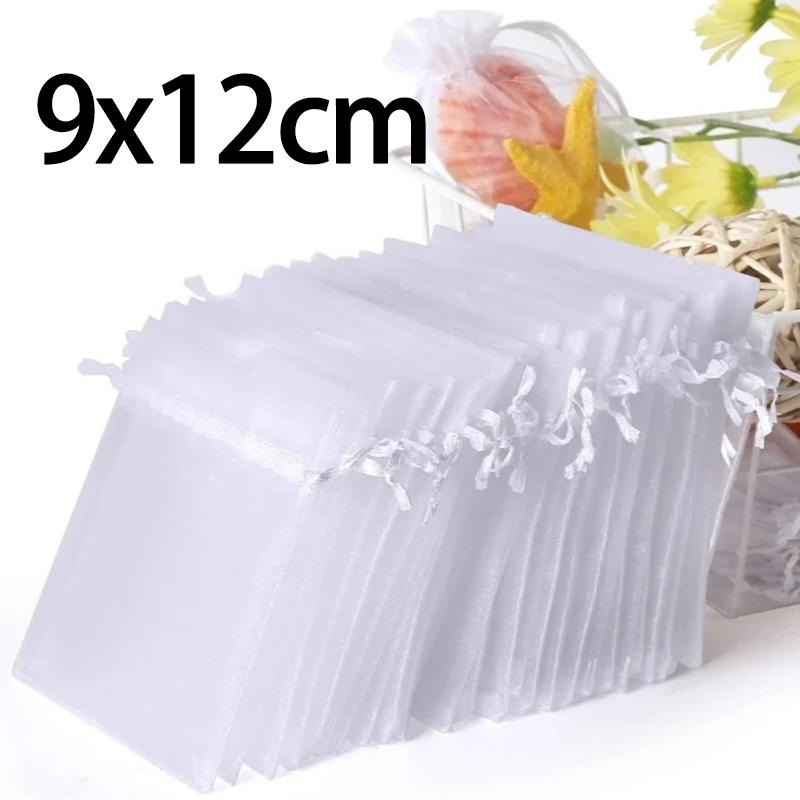 100 ШТ Мешочки из органзы Случайные Сетчатые Мешочки из органзы для ювелирных изделий на шнурке, Маленькие Подарочные Мешочки на шнурке Рождественские Конфеты Свадьба День рождения