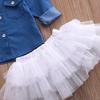 Kids Baby Girl Denim Shirt Clothes+Lace Tulle Skirts Dress Headband Outfits Set