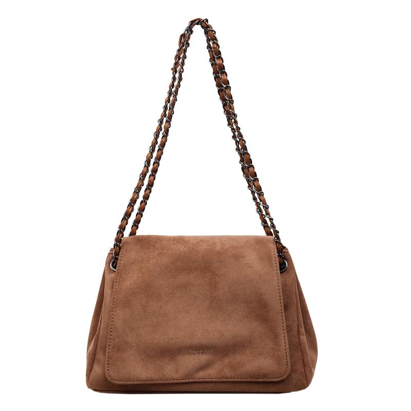 2025 Осень/Зима Ретро Матовая Женская Универсальная Сумка на Одно Плечо с Цепочкой