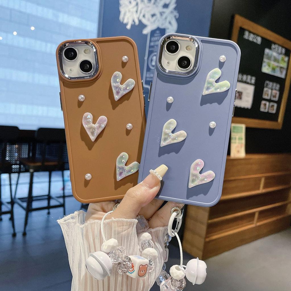Металлическая фоторамка Подходит для чехла для мобильного телефона Apple 16PROMAX IPhoneX Жемчужная защитная крышка с подвеской 'Любовь' для девочки