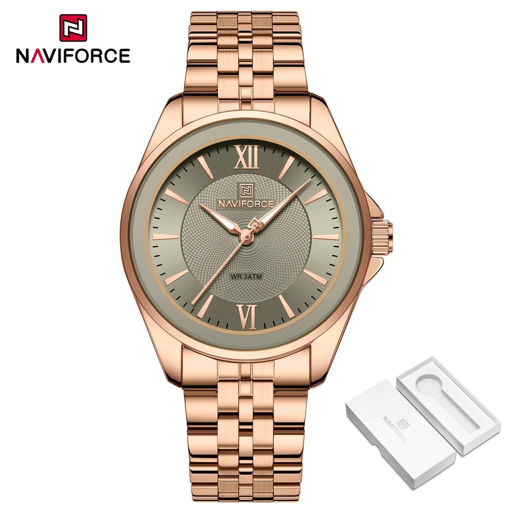 Naviforce Original Women Casual Quartz Watch Waterproof 3ATM Stainless Steel Strap Round Case Simple Lady Fashion Accessories Watch NF5067