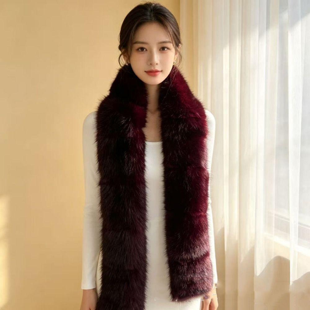 Imitation Mink Fur Fluffy Scarf Warm Winter Plush Scarf Elegant Shawl Wrap Office Ladys