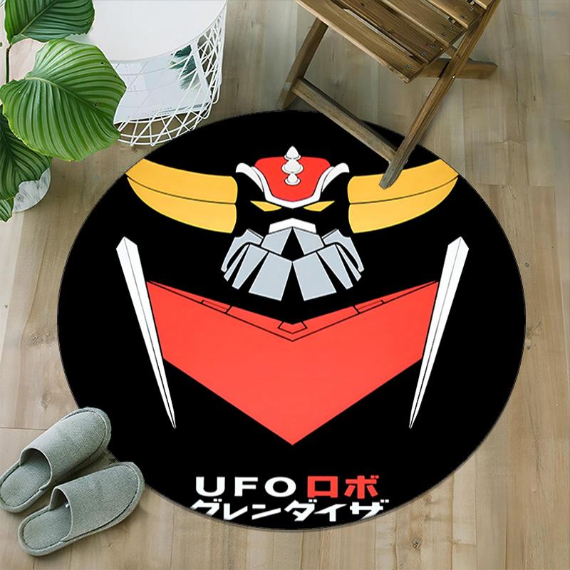 1pc UFO Robot Grendizer6 Print Round Carpet Chair Round Carpet Suitable for Bedroom Living Room Home Decorative Carpet