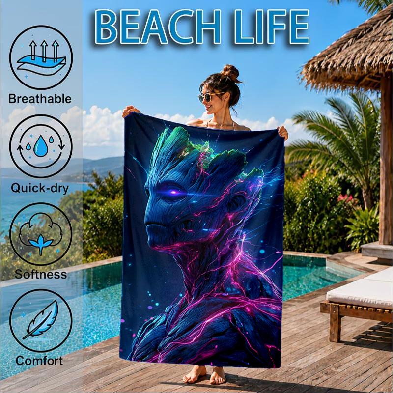 Tree Spirit's Electric Glow Beach Towel, Super Soft Microfiber, Perfect Gift for Her/Him, Birthday, for Pool, Beach, Travel, Decor Beach Party