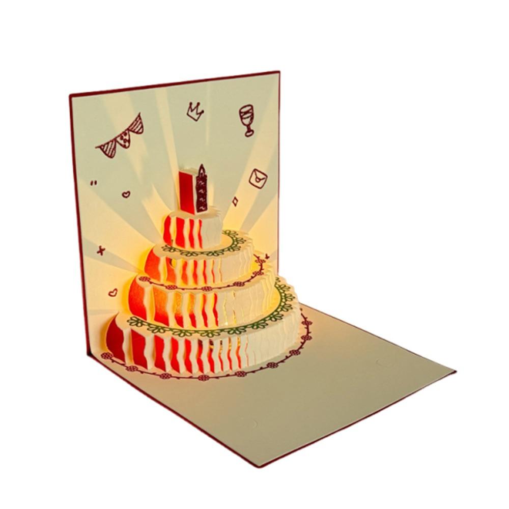 Music Light Happy Birthday Card 3D Message Card Musical Light Greeting Card Party Party Supplies